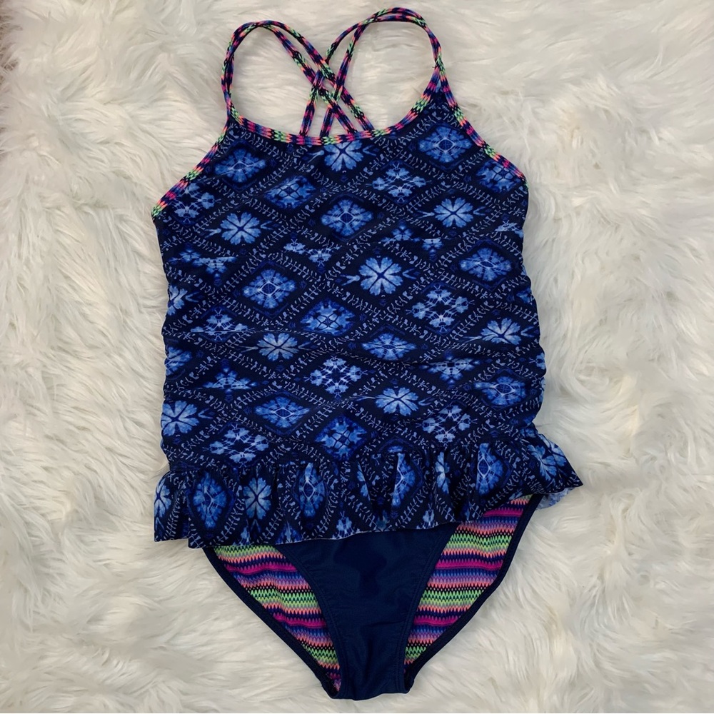Wonder Nation Blue Ruched One Piece Swimsuit